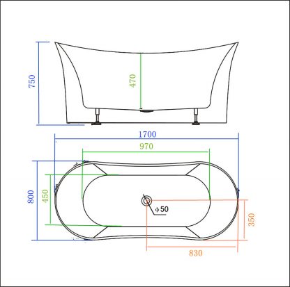 Cada baie freestanding ovala WAVE - imagine 6